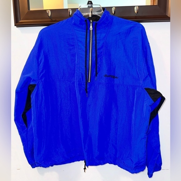 Vintage Surf Style Windbreaker Quarter Zip Longsleeve Blue Black Size One Size - Picture 1 of 8